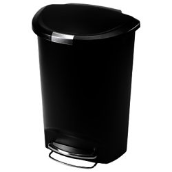 simplehuman Semi-Round Pedal Bin, Black Plastic, 50L